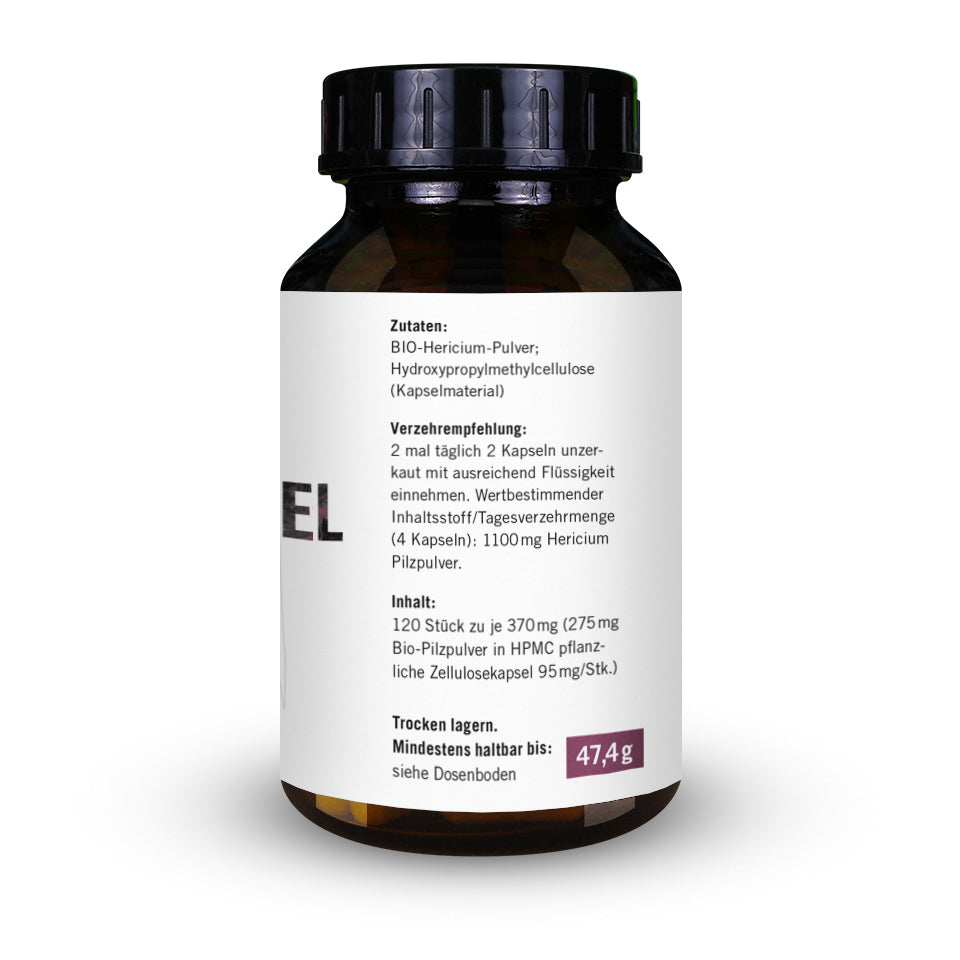 Bio Igelstachelbart (Hericium) Pulver Kapseln 120 Stk
