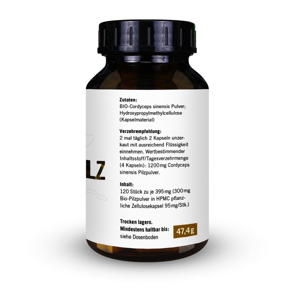 Bio Cordyceps sinensis (Raupenpilz) Pulver Kapseln 120 Stk