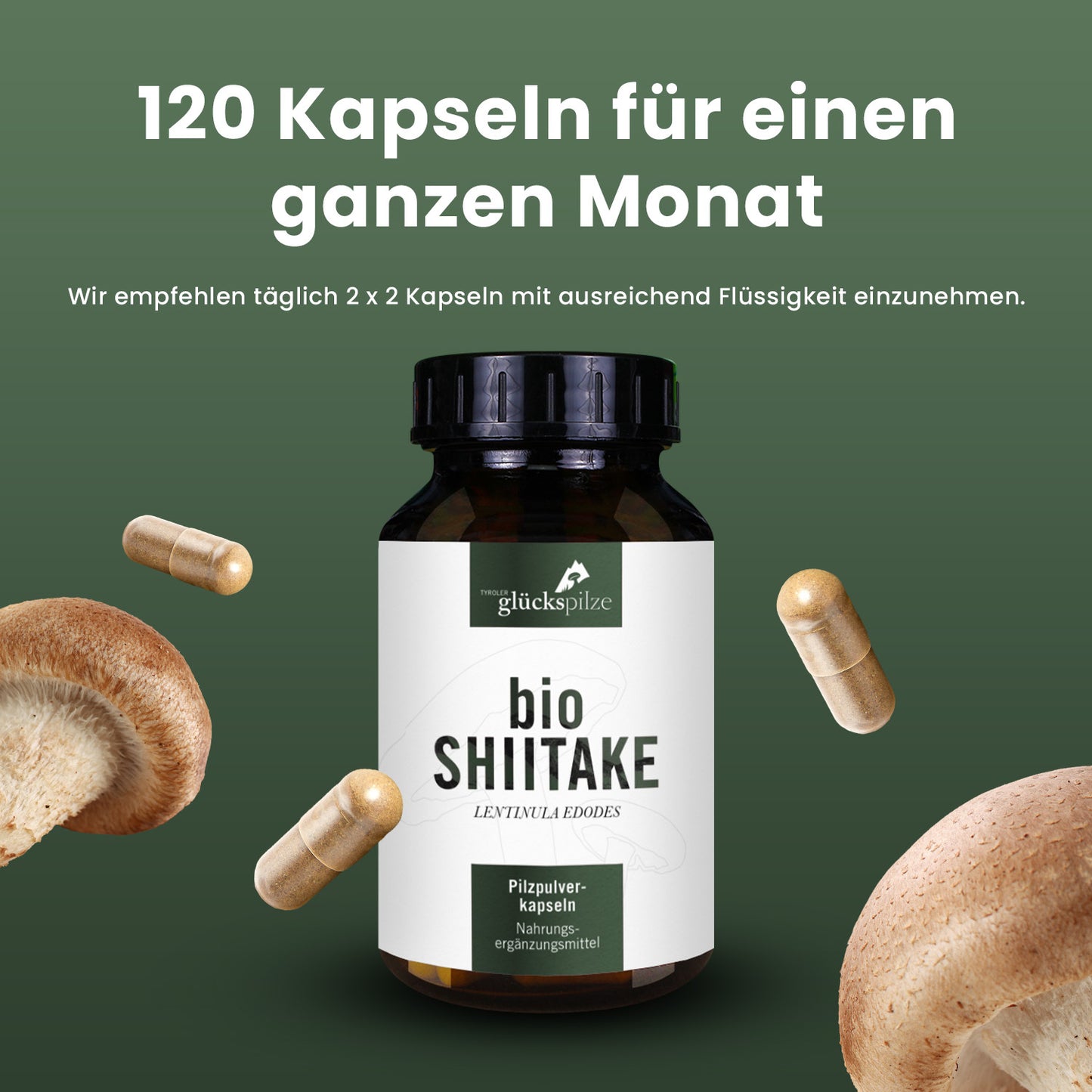 Organic Shiitake powder capsules 120 pieces