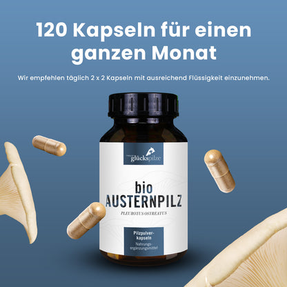 Bio Austernpilz (Pleurotus ostreatus) Pulver Kapseln 120 Stk